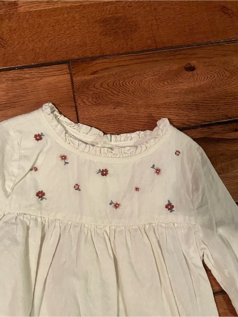 Carter's Little Planet Cream Long-Sleeve Embroidered Girls Top Size 8